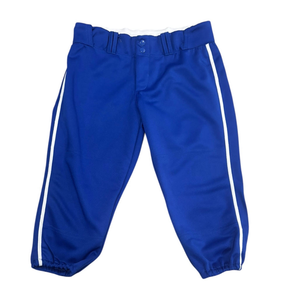 Fast Pitch Women’s Blue Softball Pants w/ White Side Stripe